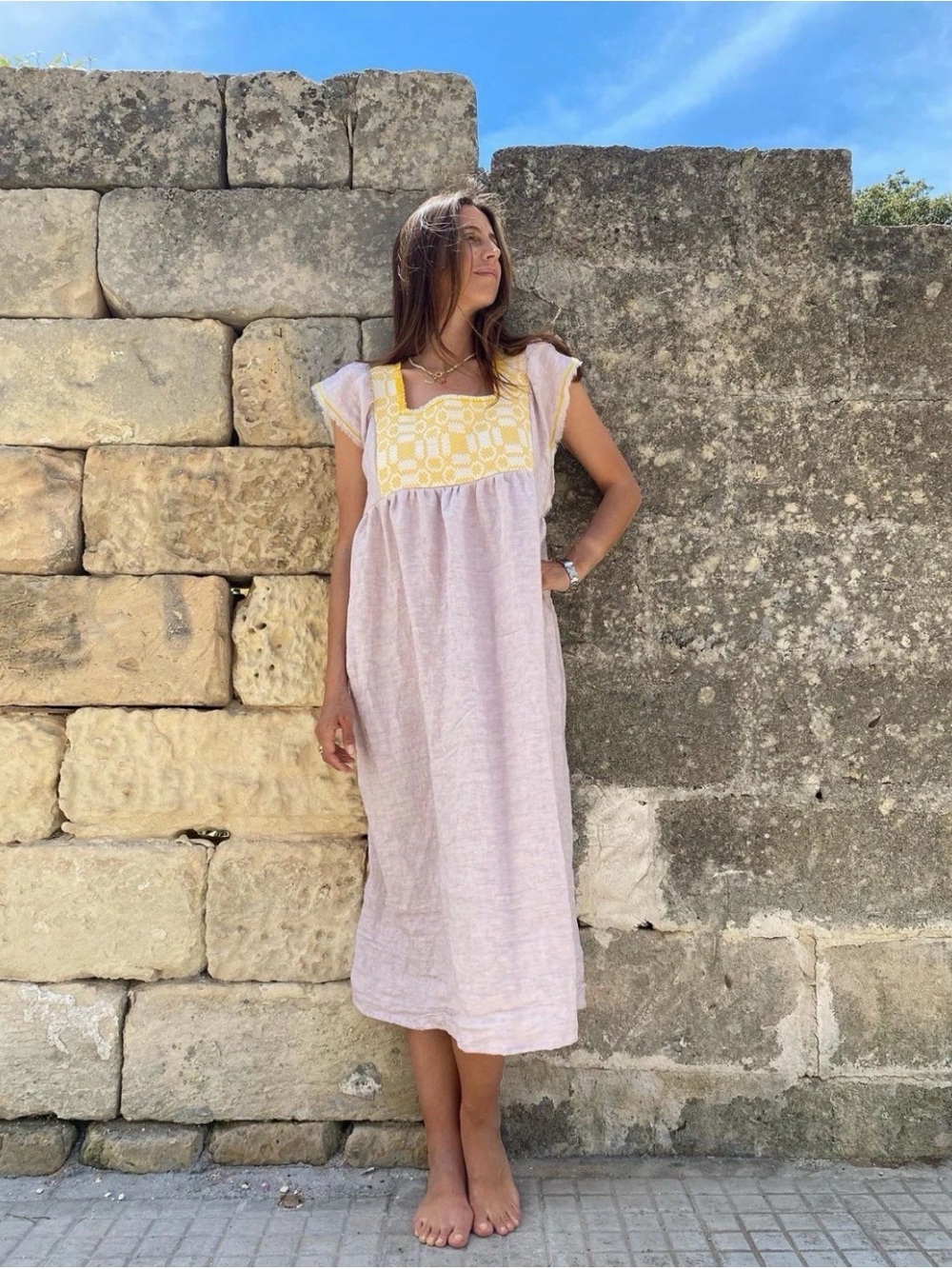 NINA LEUCA Cotton Linen Jilly Dress Made in Italy One Size VGUC